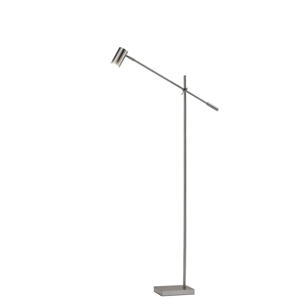 63" Black And Gold Adjustable LED Task Floor Lamp With Antiqued Brass Metal Cylinder Shade HomeRoots