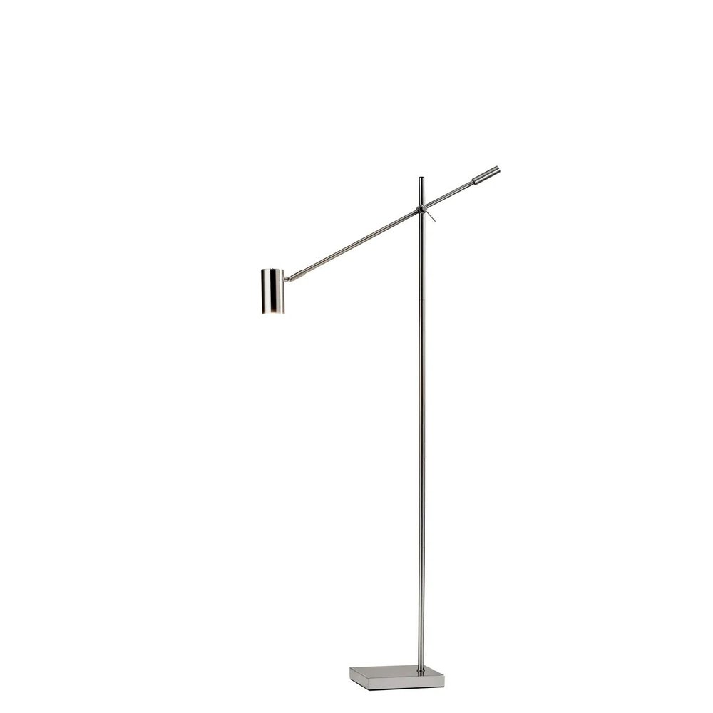 63" Black And Gold Adjustable LED Task Floor Lamp With Antiqued Brass Metal Cylinder Shade — view 8