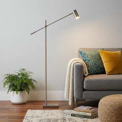 63" Black And Gold Adjustable LED Task Floor Lamp With Antiqued Brass Metal Cylinder Shade HomeRoots