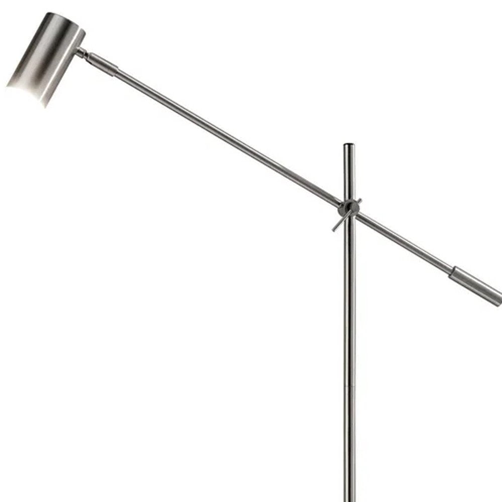 63" Black And Gold Adjustable LED Task Floor Lamp With Antiqued Brass Metal Cylinder Shade HomeRoots