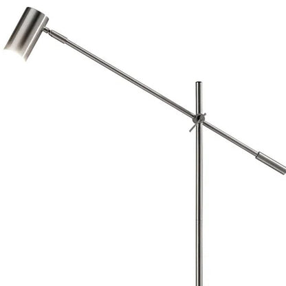63" Black And Gold Adjustable LED Task Floor Lamp With Antiqued Brass Metal Cylinder Shade HomeRoots