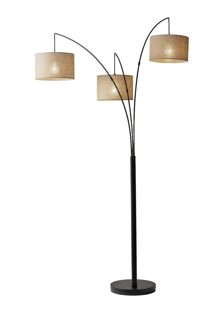 74" Silver Three Light Tree Floor Lamp With White Linen Drum Shade — view 14