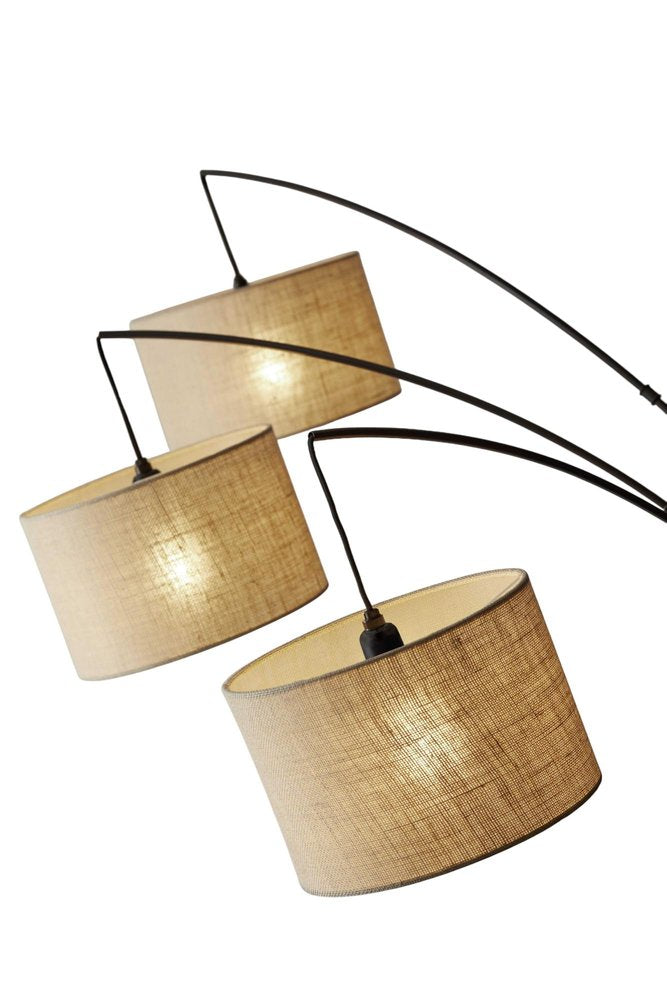 74" Bronze Three Light Tree Floor Lamp With Beige Burlap Drum Shade HomeRoots