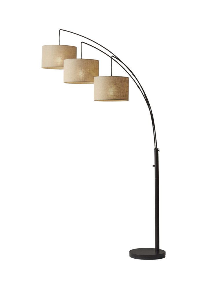 74" Silver Three Light Tree Floor Lamp With White Linen Drum Shade — view 13