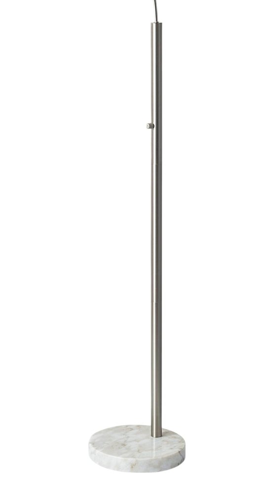 74" Silver Metal Arched Floor Lamp With Gray Linen Drum Shade — view 6