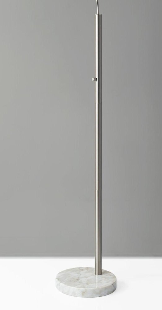74" Silver Metal Arched Floor Lamp With Gray Linen Drum Shade — view 3