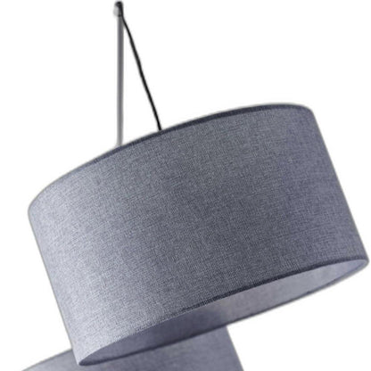 91" Silver Three Light Tree Floor Lamp With Gray Linen Drum Shade HomeRoots