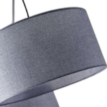91" Silver Three Light Tree Floor Lamp With Gray Linen Drum Shade HomeRoots