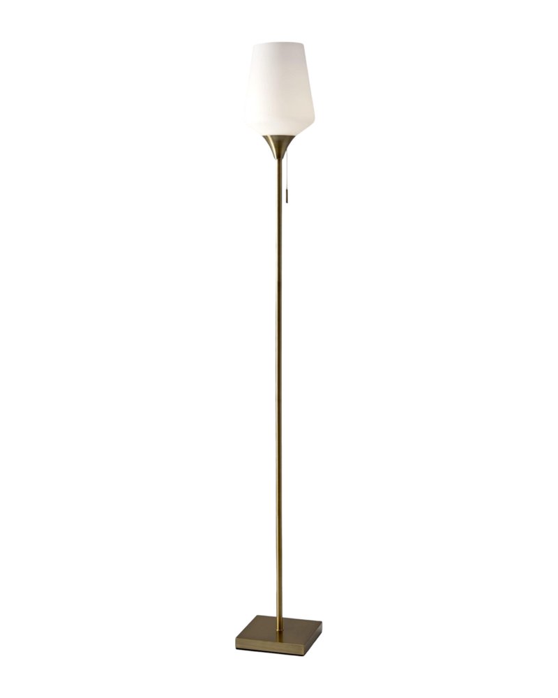 71" Brass Metal Torchiere Floor Lamp With White Glass Novelty Shade HomeRoots