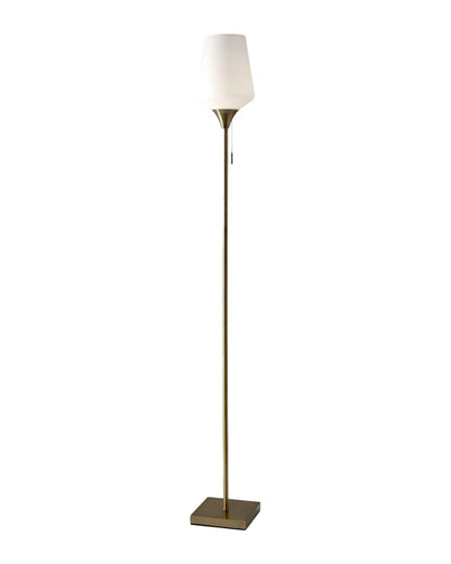 71" Brass Metal Torchiere Floor Lamp With White Glass Novelty Shade HomeRoots