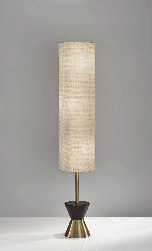 59" Brass Column With Beige Fabric Shade — view 3