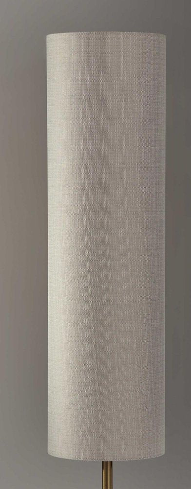 59" Brass Column With Beige Fabric Shade