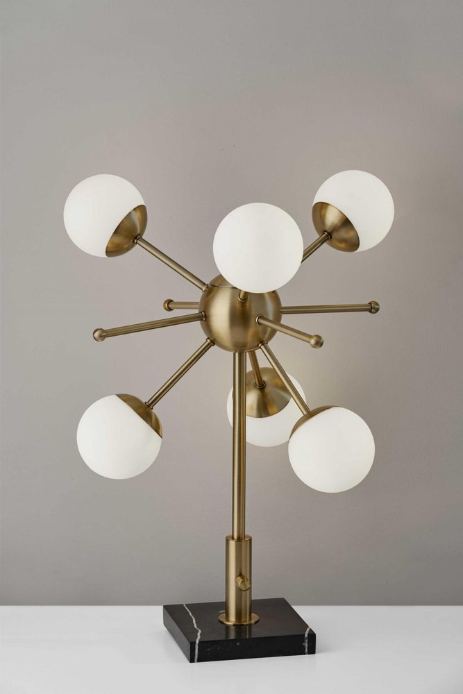 23" Black Metal Six Light Standard Table Lamp — view 1