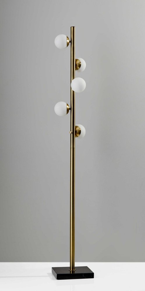 Brass Metal LED With White Glass Shade HomeRoots
