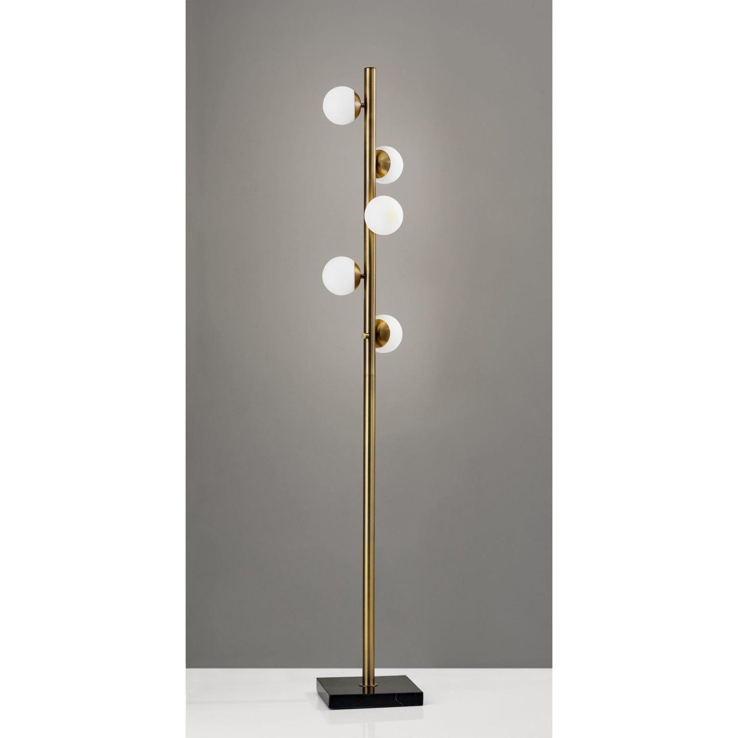 Swirled Sphere Brass Metal Led Floor Lamp