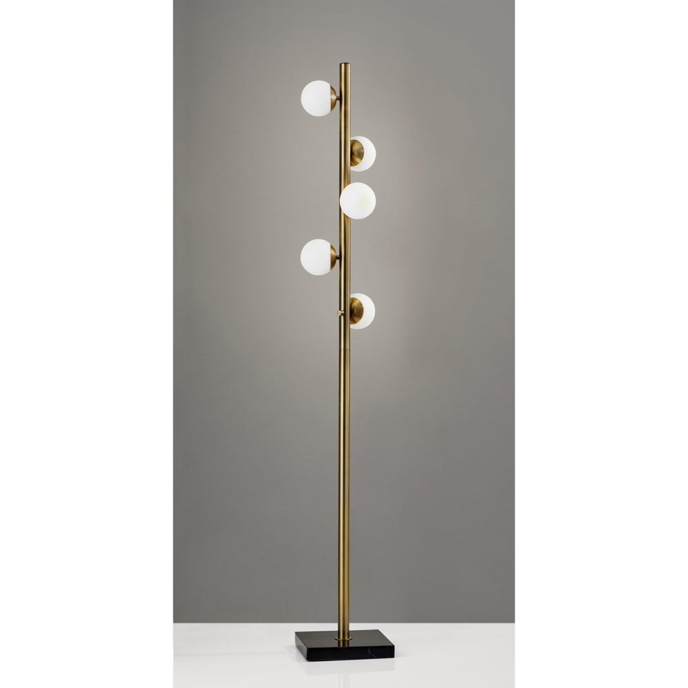 Brass Metal LED With White Glass Shade HomeRoots