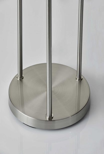 68" Silver Three Light Novelty Floor Lamp With White Linen Cylinder Shade HomeRoots