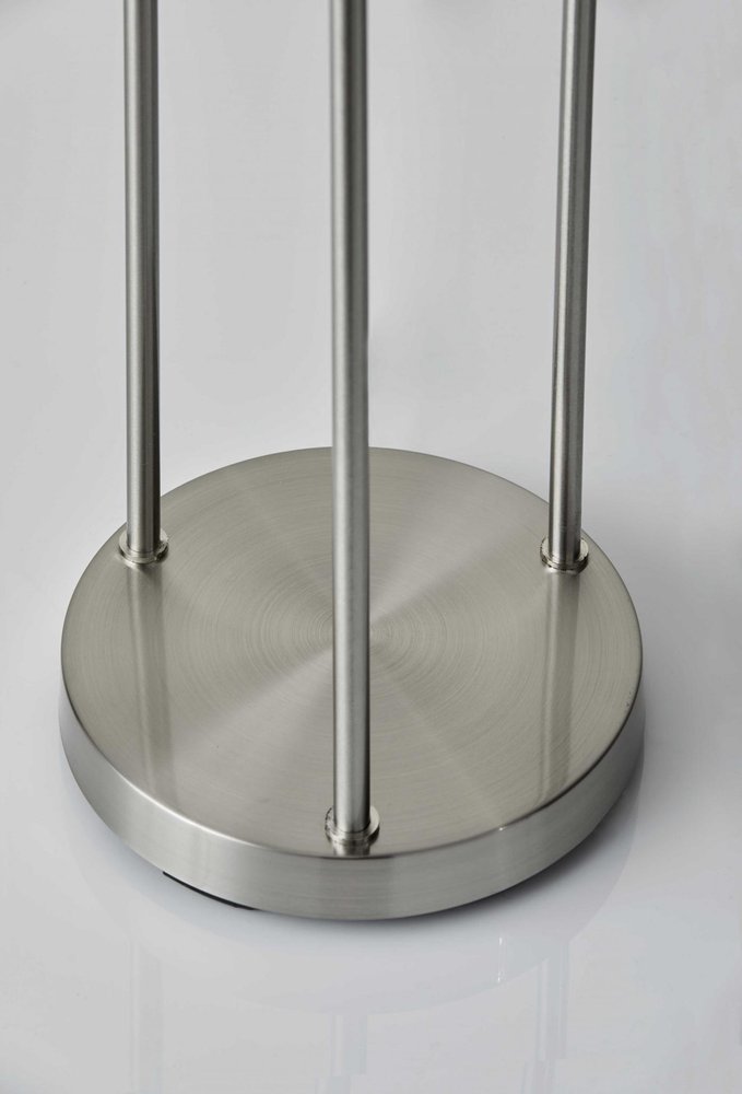 68" Silver Three Light Novelty Floor Lamp With White Linen Cylinder Shade HomeRoots