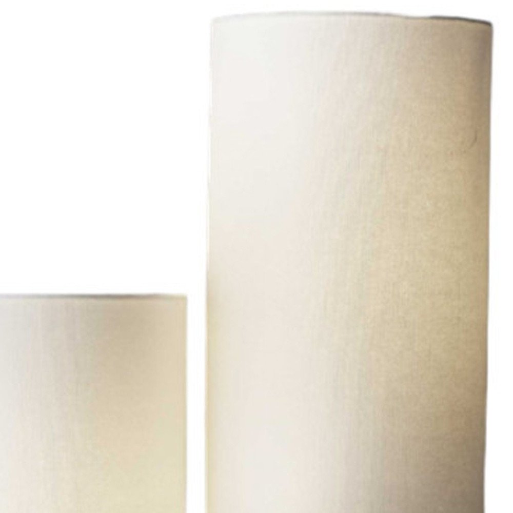 68" Silver Three Light Novelty Floor Lamp With White Linen Cylinder Shade HomeRoots