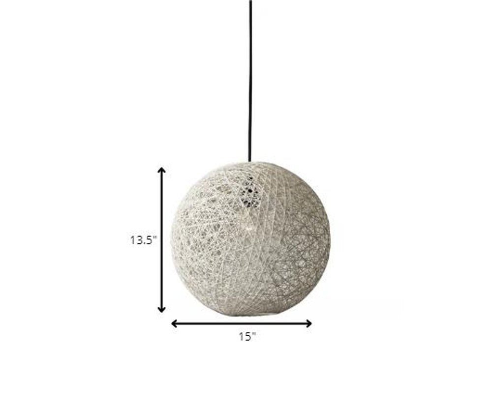Groovy Rattan String Shade Large Pendant Light — view 3