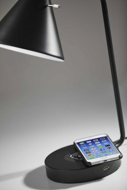 Asymmetrical Diabolo Black Metal Desk Lamp HomeRoots