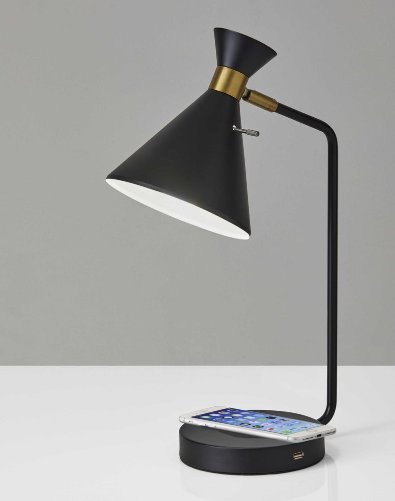 Asymmetrical Diabolo Black Metal Desk Lamp — view 3