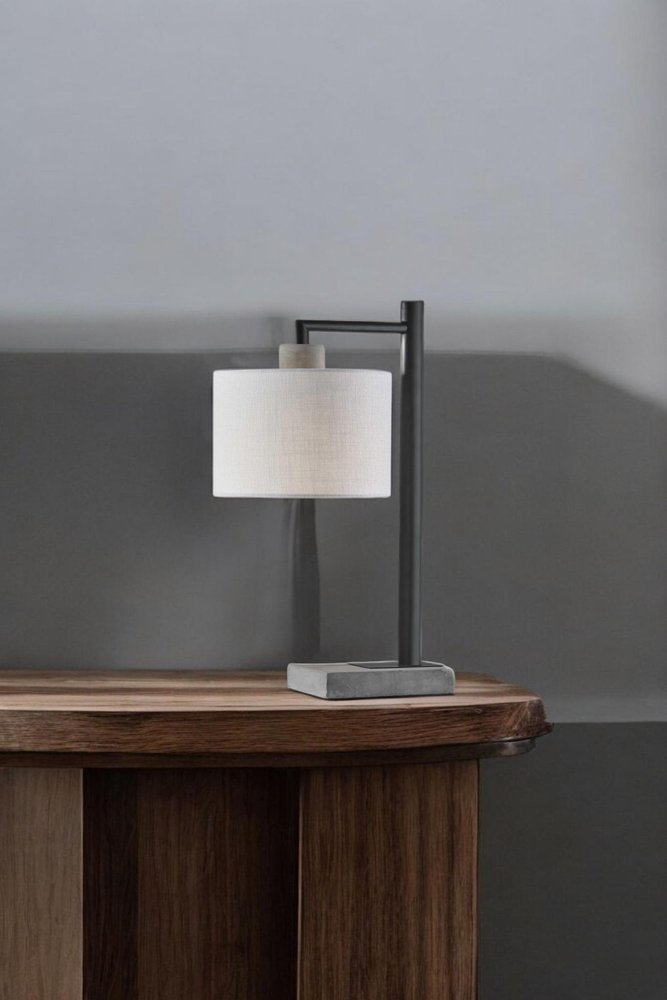 23" Gray Metal Novelty Table Lamp With White Empire Shade HomeRoots