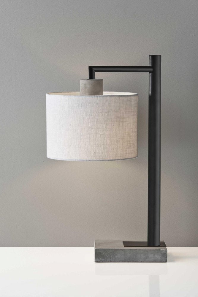 23" Gray Metal Novelty Table Lamp With White Empire Shade — view 2