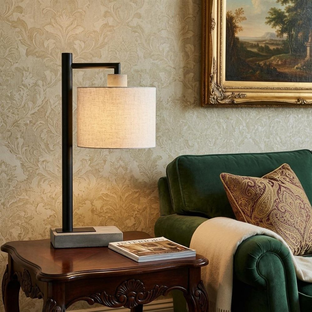 23" Gray Metal Novelty Table Lamp With White Empire Shade HomeRoots