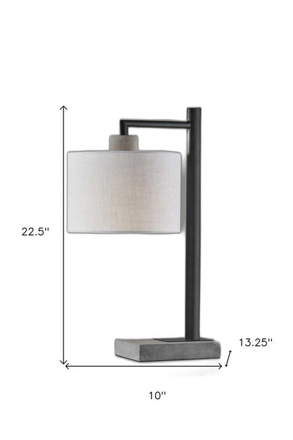 23" Gray Metal Novelty Table Lamp With White Empire Shade HomeRoots