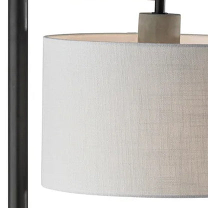 61" Grey And Black Arc Floor Lamp With White Fabric Drum Shade HomeRoots