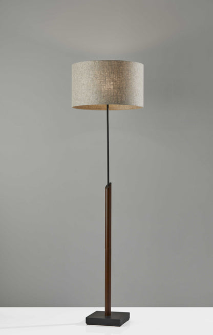 63" Black Traditional Shaped Floor Lamp With Beige Drum Shade