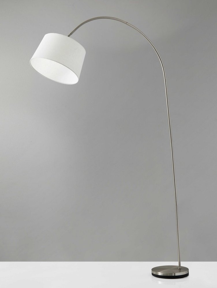 83" Silver Arc Floor Lamp With White Linen Empire Shade — view 2