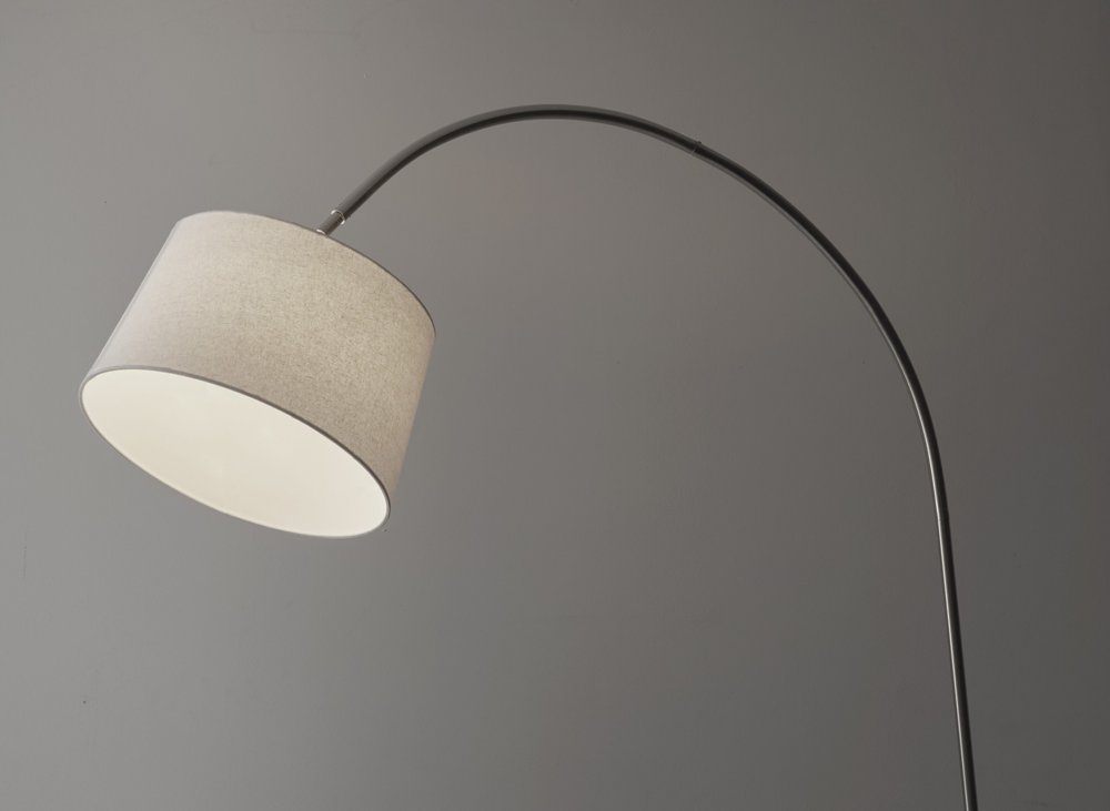 83" Silver Arc Floor Lamp With White Linen Empire Shade HomeRoots