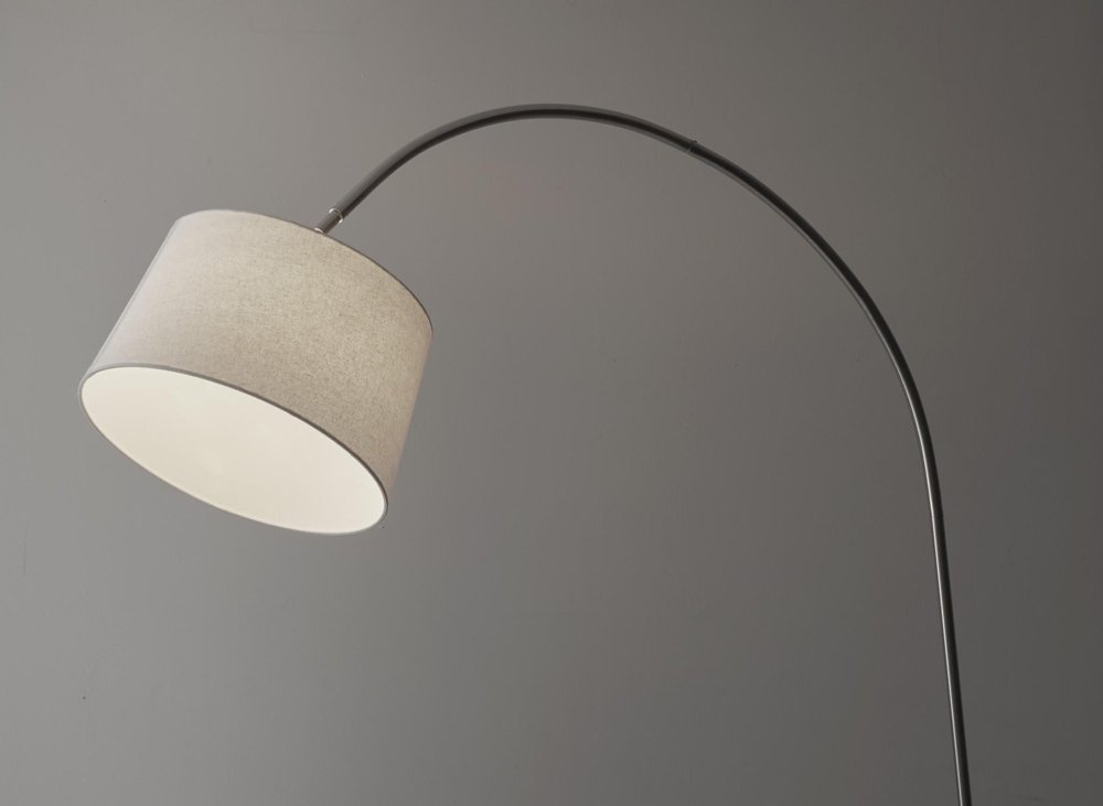 83" Silver Arc Floor Lamp With White Linen Empire Shade HomeRoots