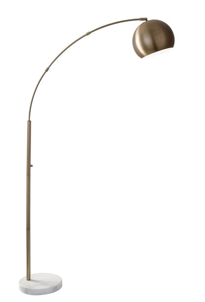 78" Brass Metal Arc Floor Lamp With Brass Metal Bowl Shade HomeRoots