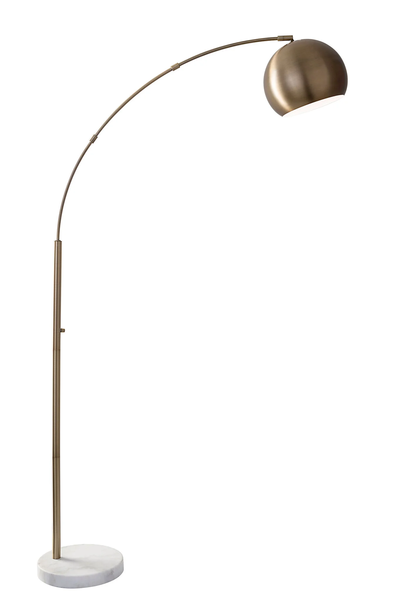 78" Brass Arc Floor Lamp With Brass Solid Color Bowl Shade