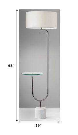 65" Tray Table Floor Lamp With White Drum Shade