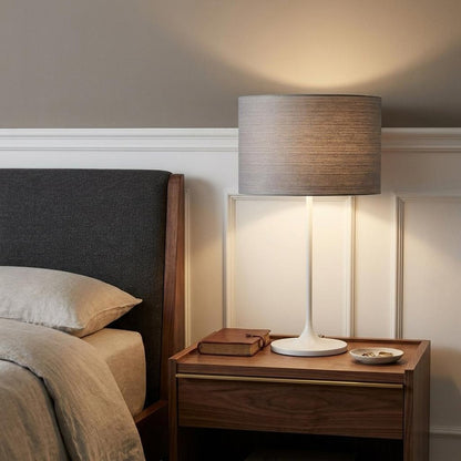 White On White Metal Table Lamp HomeRoots
