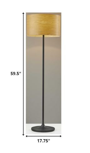 60" Black Traditional Shaped Floor Lamp With Brown Drum Shade