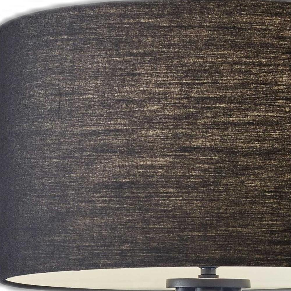 Black Metal Tripod Floor Lamp With Black Fabric Drum Shade HomeRoots