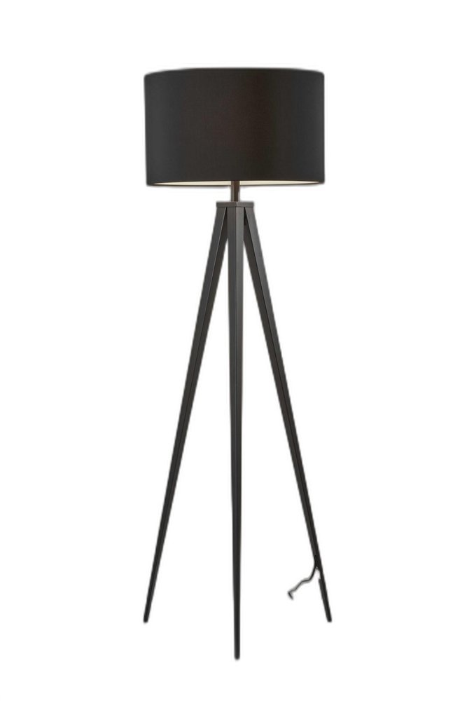 Black Metal Tripod Floor Lamp With Black Fabric Drum Shade HomeRoots