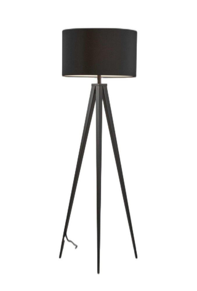 Black Metal Tripod Floor Lamp With Black Fabric Drum Shade HomeRoots
