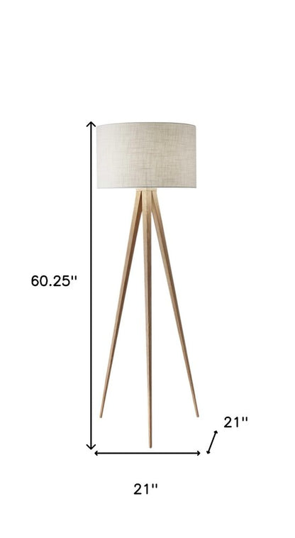 Black Metal Tripod Floor Lamp With Black Fabric Drum Shade HomeRoots