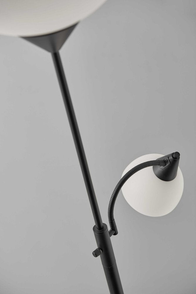 71" Two Light Torchiere Floor Lamp With White Acrylic Bowl Shades HomeRoots
