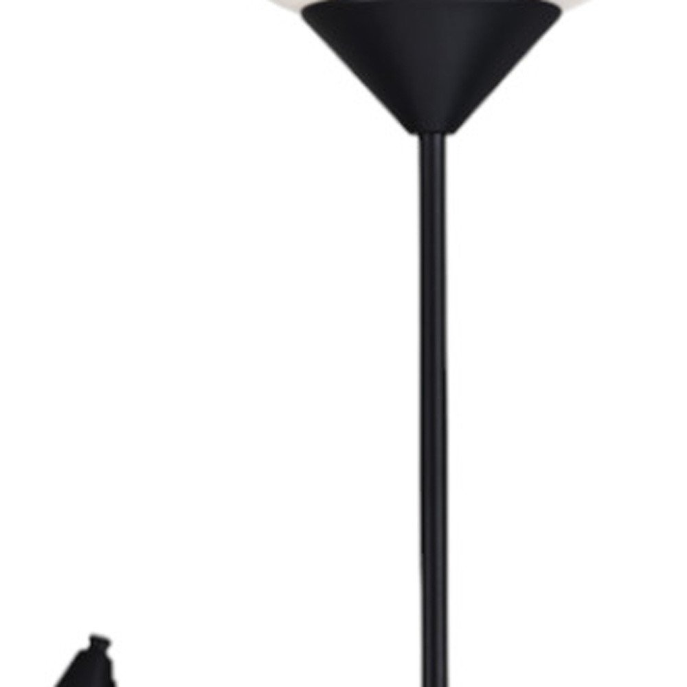 71" Two Light Torchiere Floor Lamp With White Acrylic Bowl Shades HomeRoots