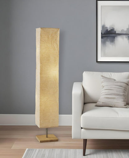 58" Natural Column Floor Lamp With Natural Paper Shade HomeRoots