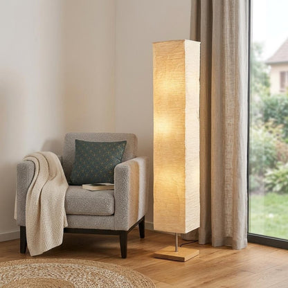 58" Natural Column Floor Lamp With Natural Paper Shade HomeRoots