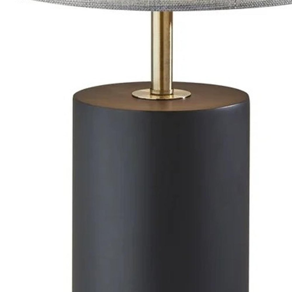 Black Wood Circular Block Table Lamp HomeRoots