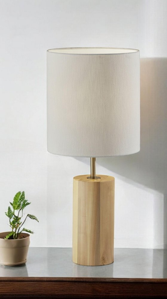 Natural Wood Circular Block Table Lamp HomeRoots